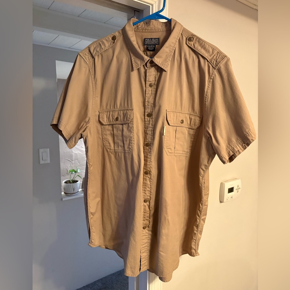 Ralph Lauren Short-Sleeve Button-Down Shirt in Tan